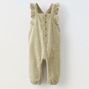 Zara baby girl's long floral corduroy overall